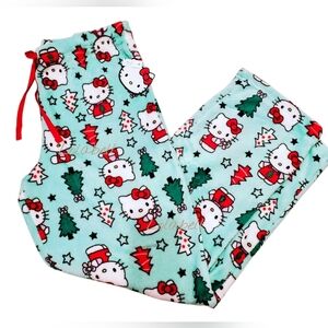 Hello Kitty Christmas Pajama Pants, Mint Green Fluffy Soft Fleece